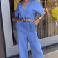💖Limited Sale 50% OFF💖Women's Short Sleeve V-Neck Button Jumpsuit