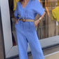 💖Limited Sale 50% OFF💖Women's Short Sleeve V-Neck Button Jumpsuit