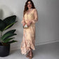 💖Limited Sale 50% OFF💖Women's Elegant Mesh Long-Sleeve Floral Drawstring Dress