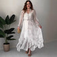 💖Limited Sale 50% OFF💖Women's Elegant Mesh Long-Sleeve Floral Drawstring Dress