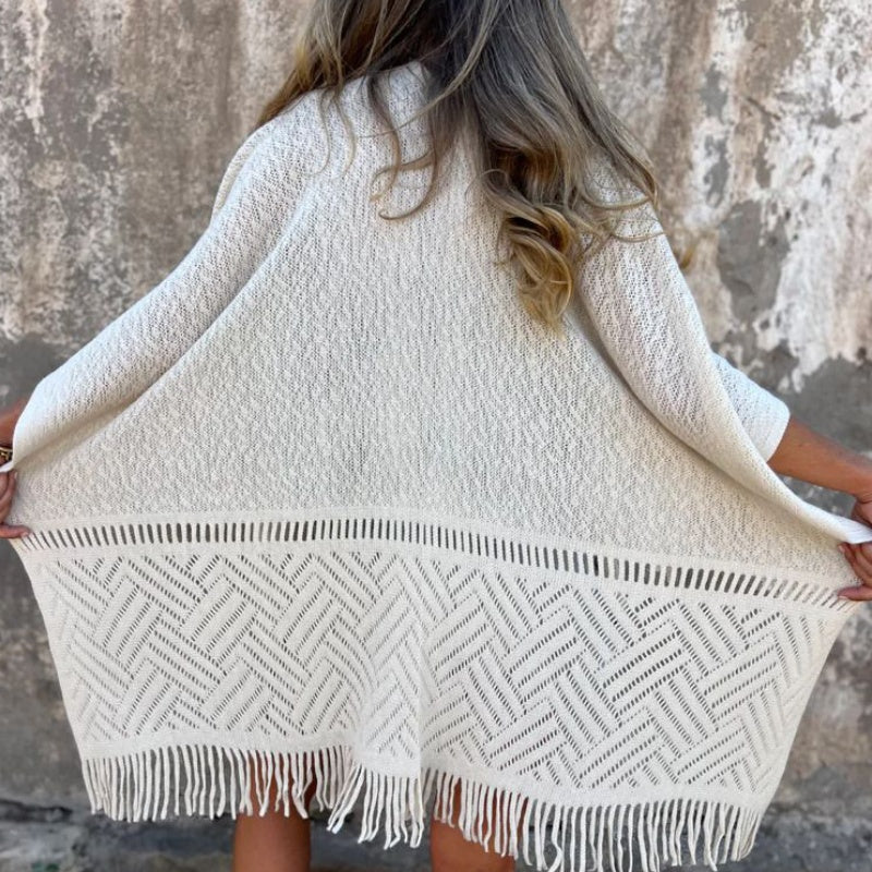 💖Limited Sale 50% OFF💖Elegant Solid Color Soft Cutout Tassel Shawl
