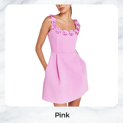 💖Last Day 50% OFF💖Women's Elegant Floral Square Neck Pocket Dress