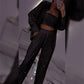 💕Limited Time 50% Off💕Women's Sequin Blazer & Wide-Leg Pants (3-Piece Set)