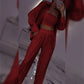 💕Limited Time 50% Off💕Women's Sequin Blazer & Wide-Leg Pants (3-Piece Set)
