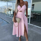 💖Limited Sale 50% OFF💖Women’s Spaghetti Straps High Slit Dress