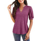 💥Last Day Special Sale 50% OFF👚Women's V-Neck Casual Puff Short Sleeve Top Elegant T-Shirt