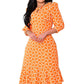 💕Limited Time 50% Off💕Women’s Trendy Orange Printed Dress with 3/4 Sleeves