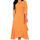 💕Limited Time 50% Off💕Women’s Trendy Orange Printed Dress with 3/4 Sleeves