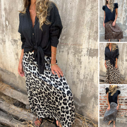 💕Limited Time 50% Off💕Women's Stylish Leopard Print Long Skirt