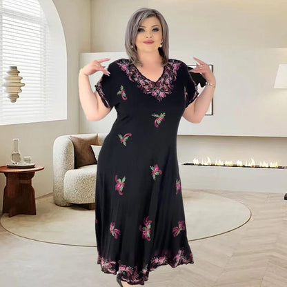 💕Limited Sale 50% OFF💕Plus Size V Neck Flowy Midi Dress