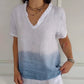 💕Limited Time 50% Off💕Women's Casual Gradient Print Ruffled V-Neck Shirt
