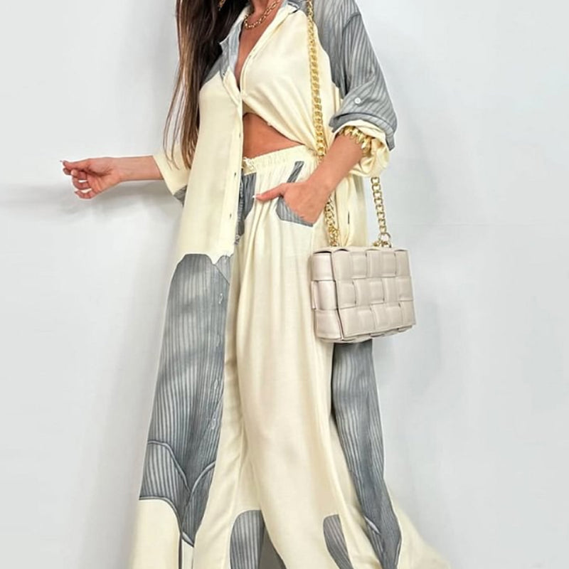 💖Limited Sale 50% OFF💖Full Button Down Long Shirt & Drawstring Pants Set