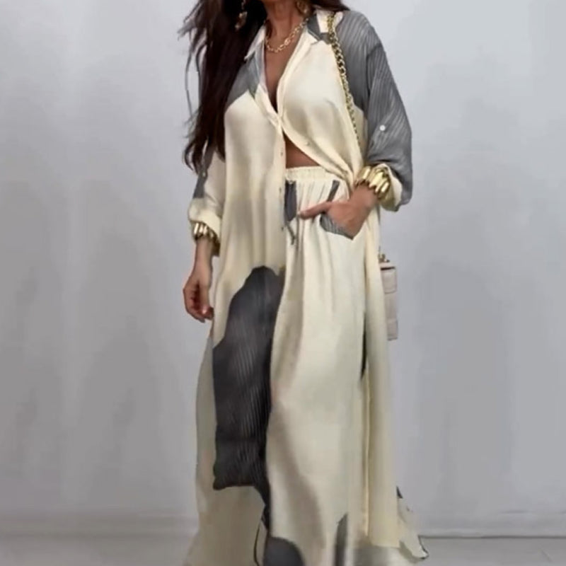 💖Limited Sale 50% OFF💖Full Button Down Long Shirt & Drawstring Pants Set