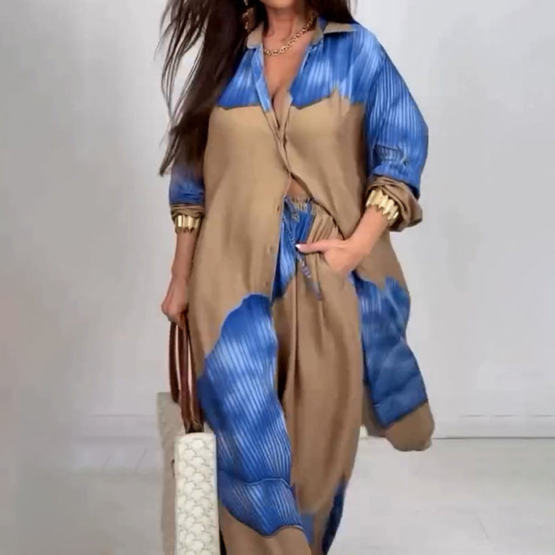 💖Limited Sale 50% OFF💖Full Button Down Long Shirt & Drawstring Pants Set