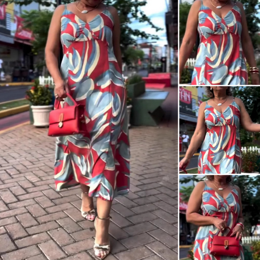 💖Limited Sale 50% OFF💖Women's Casual Printed Spaghetti Strap Dress