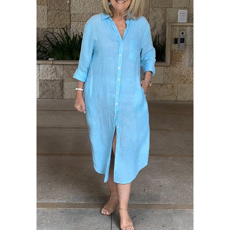 ⏳ Limited time 50% off! 💥Women‘s Casual Loose Cotton Linen Long Shirt Dress