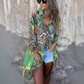 💗Limited Time Half Price Offer💗Printed Long Sleeve Lapel Open-Front Dress（The more you buy, the higher the discount）