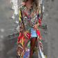 💗Limited Time Half Price Offer💗Printed Long Sleeve Lapel Open-Front Dress（The more you buy, the higher the discount）