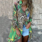 💗Limited Time Half Price Offer💗Printed Long Sleeve Lapel Open-Front Dress（The more you buy, the higher the discount）