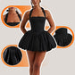 Women's Sexy Slim Puff Dress with Halter Neck and Bow