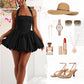 Women's Sexy Slim Puff Dress with Halter Neck and Bow