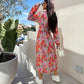 💖Last Day 50% OFF💖Fashion V-Neck Button Long Sleeve Floral Waist Dresses