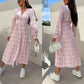 💖Last Day 50% OFF💖Fashion V-Neck Button Long Sleeve Floral Waist Dresses