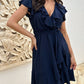 💖LAST DAY SALE 50% OFF💖Women's Elegant Waist Tie V-Neck Ruffle Dress