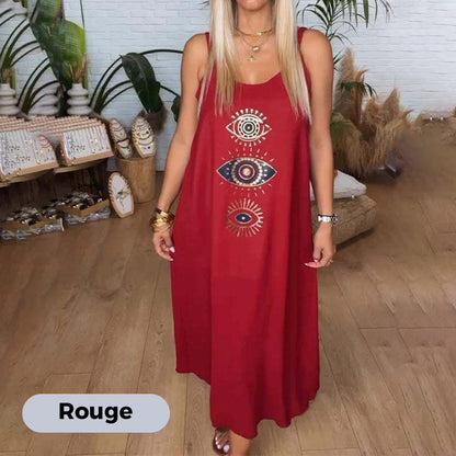 💖Last Day 50% OFF💖Women's Sleeveless Long Dress With Eye Print
