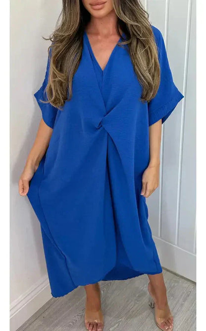 💖Last Day 50% OFF💖Short Sleeve Maxi Dress With Knot Detail