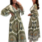 💖Last Day 50% OFF💖Women's Retro Boho Deep V-Neck Maxi Dress