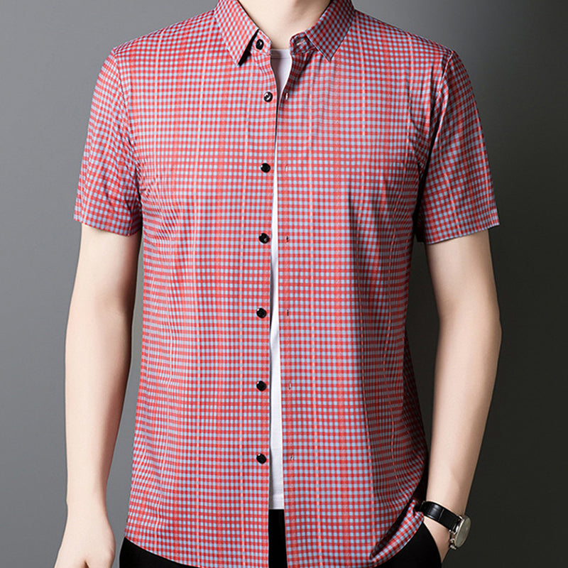 ✨LAST DAY SALE 50% OFF✨Men's Cooling Plaid Short Sleeve Button-Down Shirt