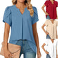 💖LAST DAY SALE 50% OFF💖Women's V-Neck Solid Color Short Sleeve Top