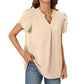 💖LAST DAY SALE 50% OFF💖Women's V-Neck Solid Color Short Sleeve Top
