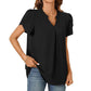 💖LAST DAY SALE 50% OFF💖Women's V-Neck Solid Color Short Sleeve Top