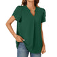 💖LAST DAY SALE 50% OFF💖Women's V-Neck Solid Color Short Sleeve Top