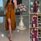 💖LAST DAY SALE 50% OFF💖Women's Fashion Solid Color Spaghetti Straps Long Top & Shorts Two Piece Set