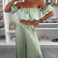 💖LAST DAY SALE 50% OFF💖Women’s Sexy Solid Color Top Wide Leg Pants Two Pieces Set