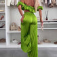 💖LAST DAY SALE 50% OFF💖Women’s Sexy Solid Color Top Wide Leg Pants Two Pieces Set