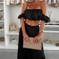 💖LAST DAY SALE 50% OFF💖Women’s Sexy Solid Color Top Wide Leg Pants Two Pieces Set
