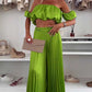 💖LAST DAY SALE 50% OFF💖Women’s Sexy Solid Color Top Wide Leg Pants Two Pieces Set