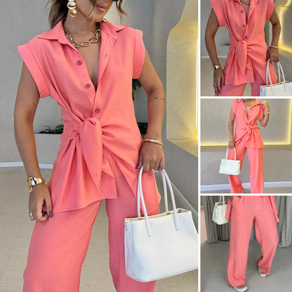 💖LAST DAY SALE 50% OFF💖Elegant Waisted Top & Casual Pants Set