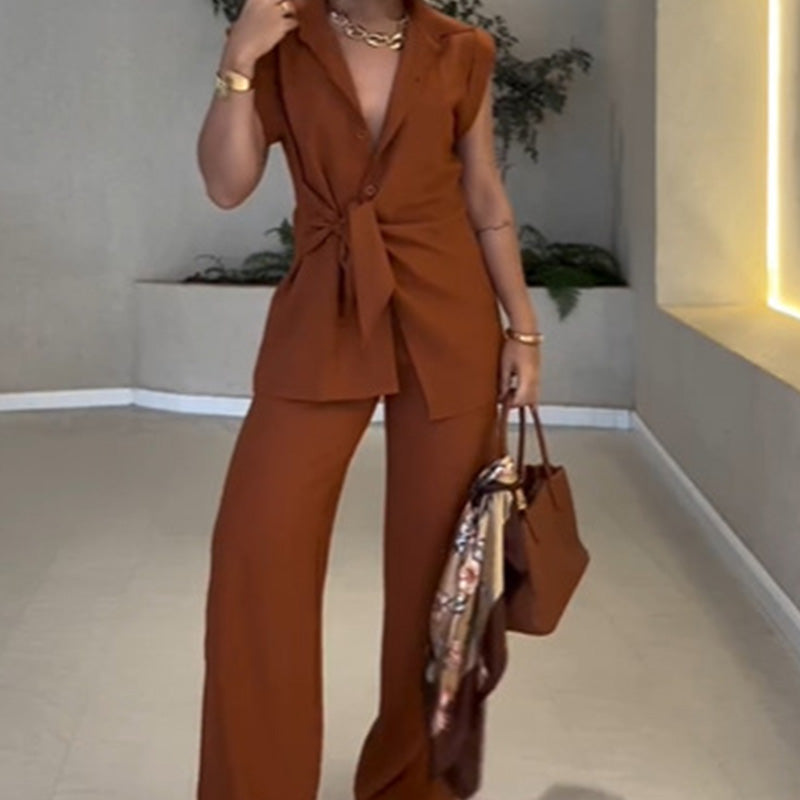 💖LAST DAY SALE 50% OFF💖Elegant Waisted Top & Casual Pants Set