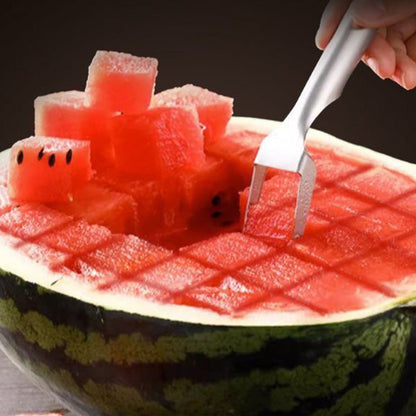 🌞🔥Buy 1 Get 1 Free（2 PCS）🍉2 in 1 Stainless Steel Fruit Cutter Fork Slicer