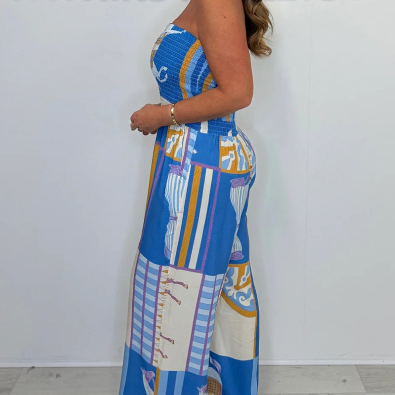 💖LAST DAY SALE 50% OFF💖Fashion Casual Strapless Printed Jumpsuit