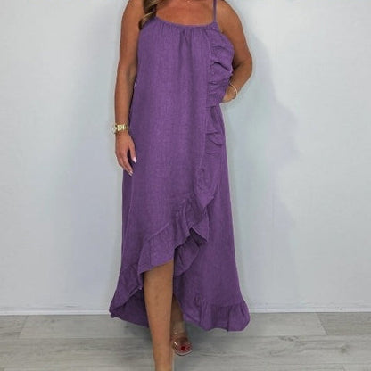 💖LAST DAY SALE 50% OFF💖Women's Spaghetti Strap Dress with Asymmetrical Hem