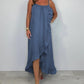 💖LAST DAY SALE 50% OFF💖Women's Spaghetti Strap Dress with Asymmetrical Hem