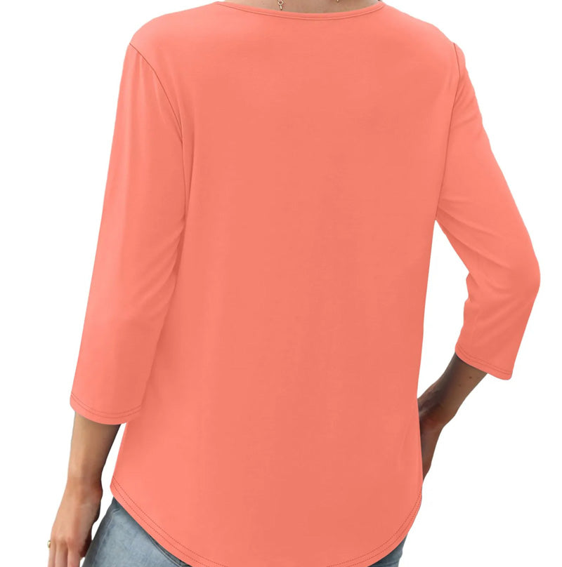 💖LAST DAY SALE 50% OFF💖Ruffled Round Neck Loose Fit Thin T-Shirt