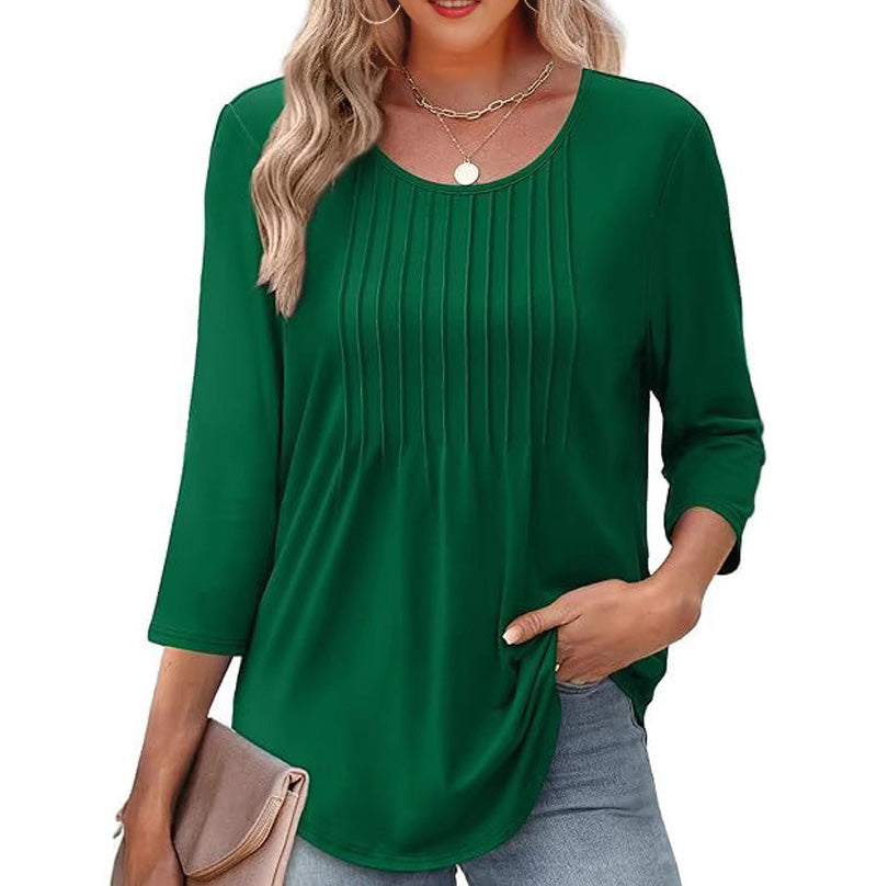 💖LAST DAY SALE 50% OFF💖Ruffled Round Neck Loose Fit Thin T-Shirt