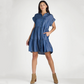 💖LAST DAY SALE 50% OFF💖Women’s Lapel Short Sleeve Pleated Button-Down Dress